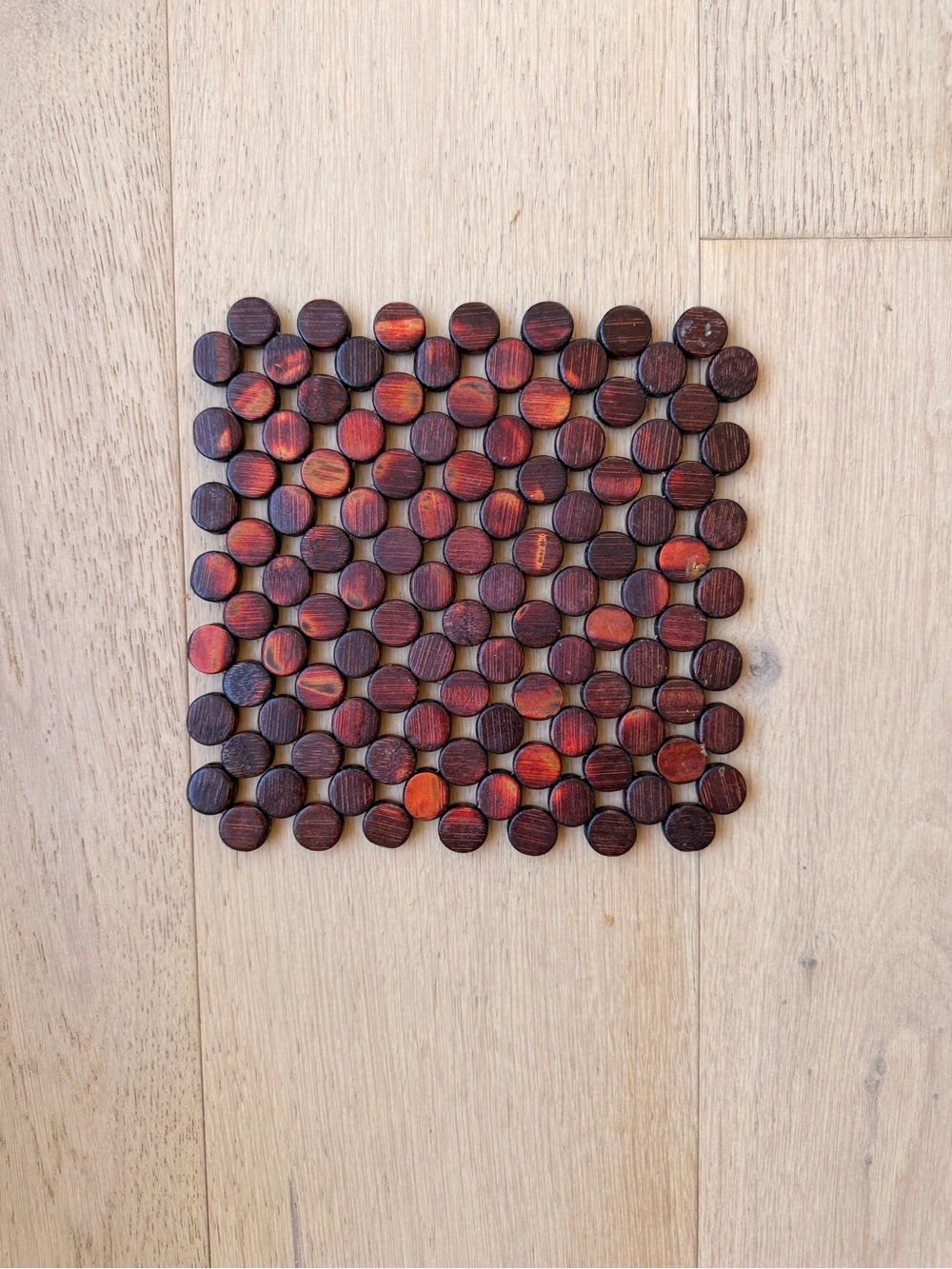 Wooden Bead Trivet - Red Brown